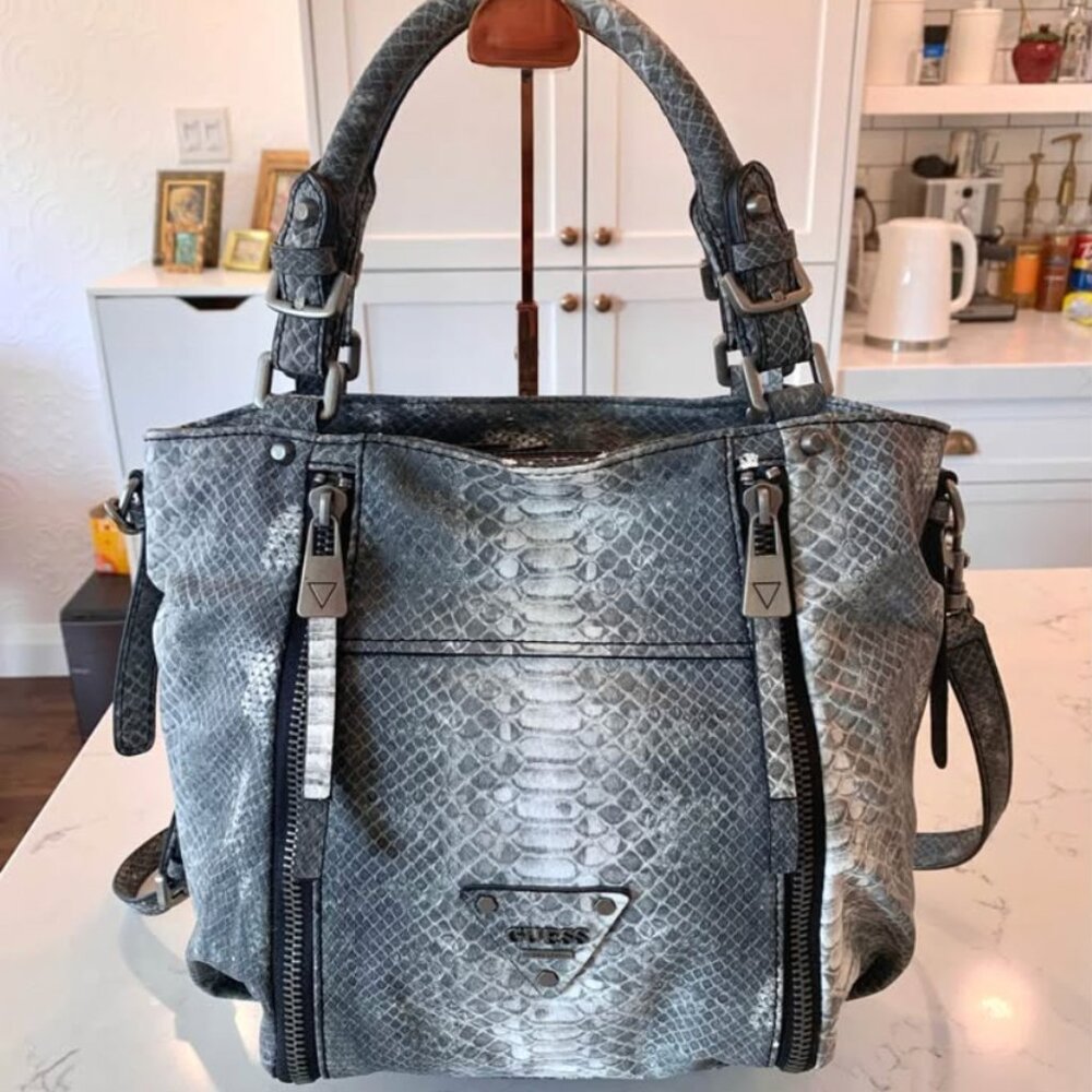 GUESS Grey Snakeskin Purse Bag